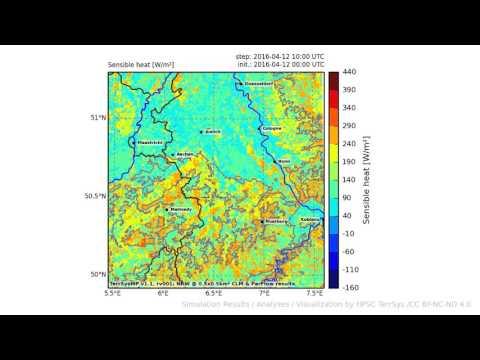 TerrSysMP monitoring run 2016-04-12 - sensible heat - NRW (24h)