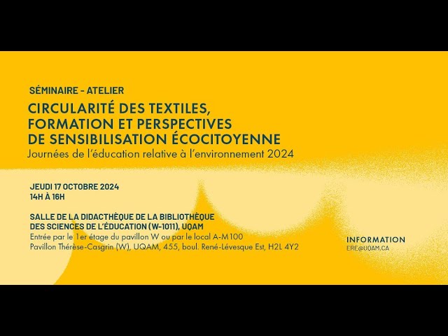 Séminaire: «Circularité des textiles, formation et perspectives de sensibilisation écocitoyenne»