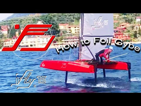 iFLY15 Foiling gybe // Hydrofoil catamaran // tutorial // How to foil gybe