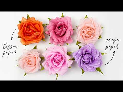 DIY Paper Rose Tutorial, Crepe Paper Flower Roses Easy