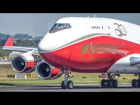 90 LANDINGS & TAKEOFF`s in 60 MINUTES -  RED BOEING 747 DEPARTURE + Heavy plane mix (4K)