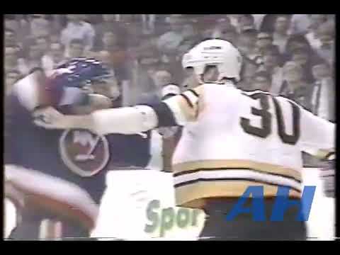 NHL Jan. 25, 1990 Jim Wiemer,BOS v Randy Wood,NYI Boston Bruins New York Islanders