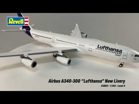 Сборная модель-копия Revell Самолет Airbus A340-300 Lufthansa уровень 4 масштаб 1:144 (RVL-03803)
