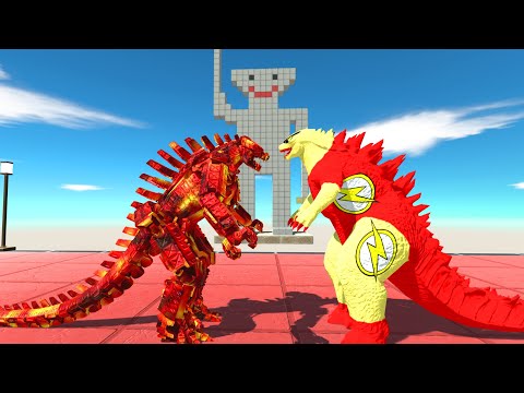 New Flash Godzilla 2014 Vs Team Mecha Godzilla 2021 Lava Death run -Animal Revolt Battle Simulator