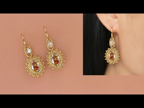 "Crystal Sparkles" Beaded Earrings with Crystal Fancy Stone & Seed Beads. DIY Beaded Jewelry