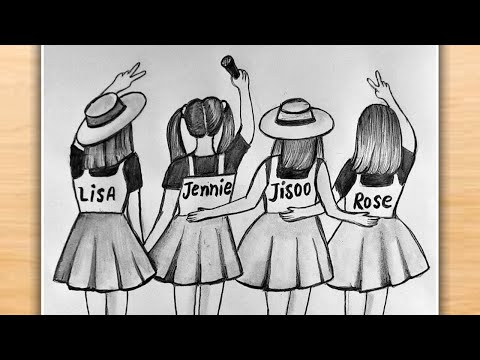 Blackpink Girls Drawing Easy for Beginners | Blackpink Drawing Tutorial | Blink Pencil Sketch