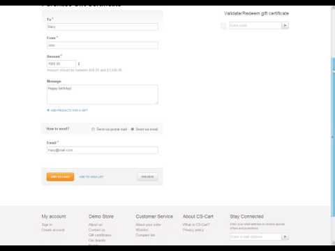 CS Cart Gift Certificate System