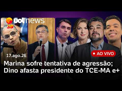 Marina sofre tentativa de agressão; Lula e Flávio não vão a debate; Dino afasta presidente do TCE e+