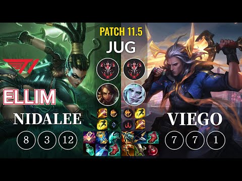T1 Ellim Nidalee vs Viego Jungle - KR Patch 11.5
