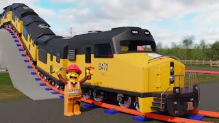 Download lagu Lego thief tries to crash the TRAIN - Lego City Cartoon - Choo choo train kids videos mp3