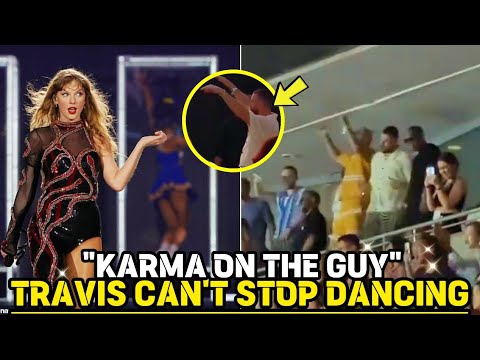 Taylor Swift REACTS to Travis and Friends dancing "Karma is the guy on the chiefs" in Singapore.