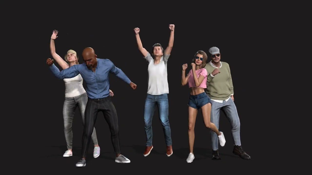 Low-poly Cheering Crowd 3D Model
