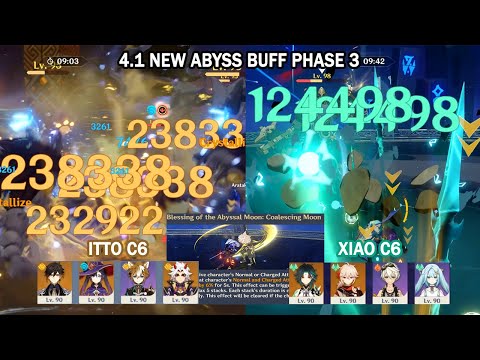 4.1 New Abyss Buff Phase 3 - Xiao C6 & Itto C6 Floor 12 30% Crit Rate Buff Showcase