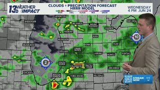13 ON YOUR SIDE Forecast: Scattered T-Showers Wednesday