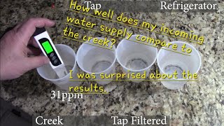 TDS & EC Test on Under Cabinet Water Filter, Refrigerator Filter, Creek, and Incoming Water