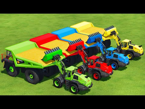 LOADERS OF COLORS! FILL CORN IN GIANT VOLVO TRUCKS WITH CLAAS LOADERS - Farming Simulator 22