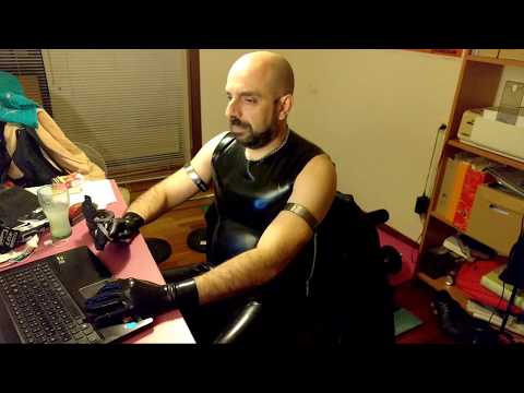 Gay guy chatting live in latex rubber gear