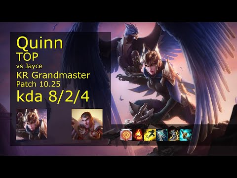 Quinn vs Jayce Top - KR Grandmaster 8/2/4 Patch 10.25 Gameplay // [롤] 퀸 vs 제이스 탑