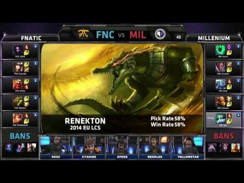 Fnatic vs Millenium | Season 4 EU LCS Spring split 2014 W5D2 G2 | FNC vs MIL Full game HD