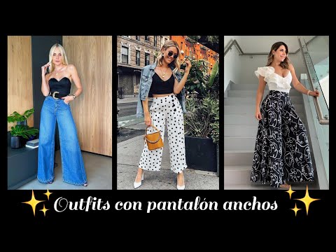 Outfits con pantalón anchos 2024 #moda #outfit #atuendos #ideasdeoutfits