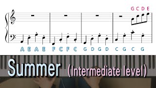 Summer Piano(Intermediate level) tutorial,music score,syllable names, Joe Hisaishi