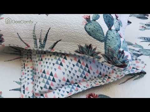 Video of Cactus Aloe Handcrafted Cotton Quilt Set