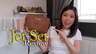 MICHAEL KORS Jet Set Crossbody Review - What Fits Inside - What's In My Bag - Large Saffiano Leather