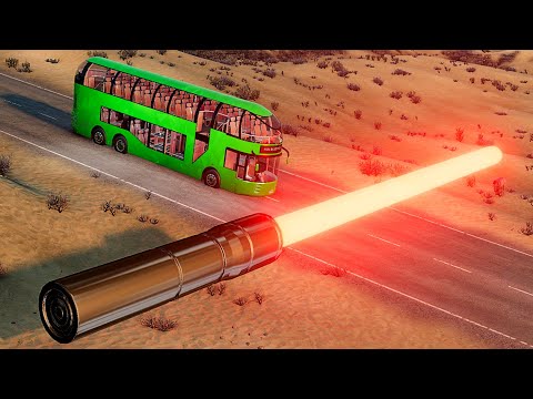 Cars vs Giant Lasers - BeamNG.drive
