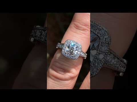 eng277 set with Antique Cushion cut Moissanite center stone