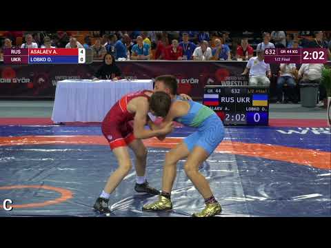 1/2 GR - 44 kg: A. ASALAEV (RUS) v. O. LOBKO (UKR)