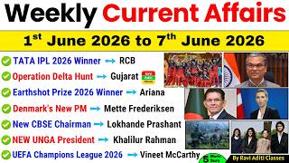 Weekly Current Affairs 2026 | 1st June to 7th June 2026 | Important Current Affairs 2026 ssc railway