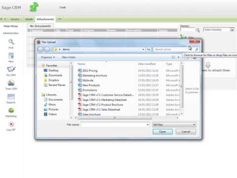 Sage CRM 082    Feature   Uploading and Attaching Documents