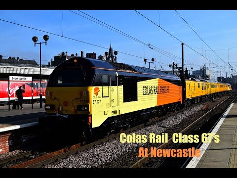 Colas Rail 67027+67023 at Newcastle Central Railway Station [HD]