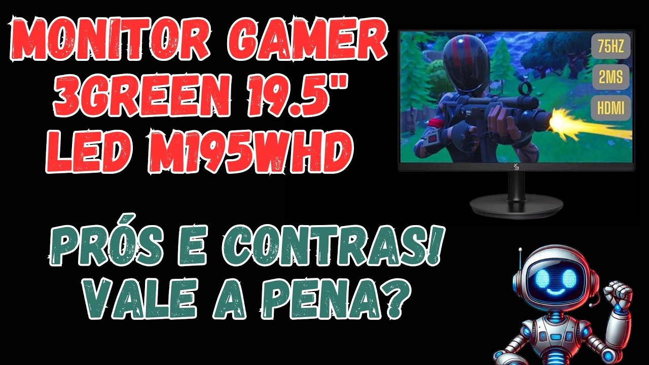 Miniatura da avaliação em vídeo de Monitor Slim LED 19 Polegadas HD 75Hz VESA HDMI VGA