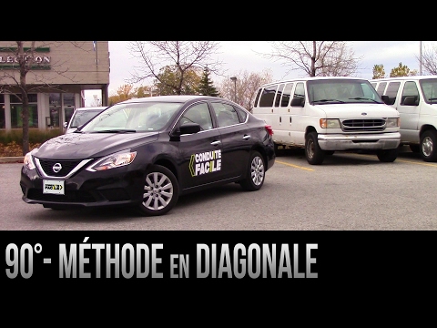 Stationnement à 90 degrés de reculons - Méthode en diagonale