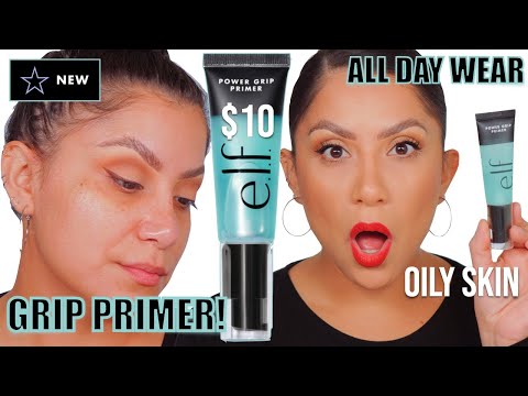 E.L.F. COSMETICS POWER GRIP PRIMER + ALL DAY WEAR TEST *oily skin* | MagdalineJanet