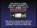 Beware Of Illegal Video Cassettes Video Piracy Is A Crime Columbia TriStar 1993 1994 AD