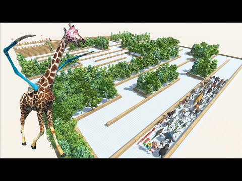 ESCAPE FROM ALIEN GIRAFFE - JUNGLE COURSE - LAST SURVIVOR - Animal Revolt Battle Simulator