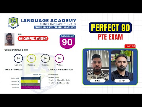 Ritik got Perfect 90 in PTE (After Changes)  | Tips and Strategies Revealed | Language Academy