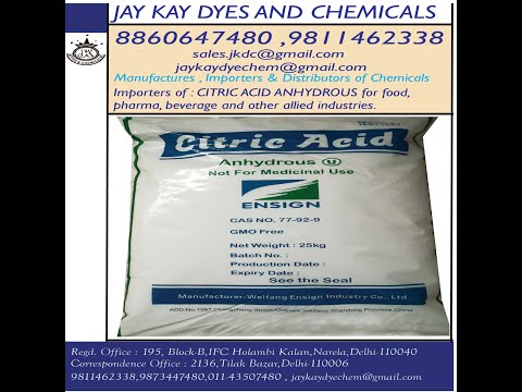 Citric acid anhydrous, 310 degree c, packaging size: 25kg