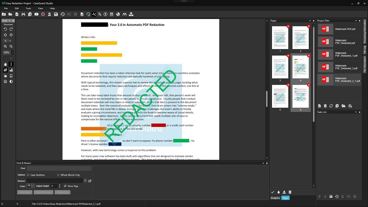 Redact and Watermark PDF Documents