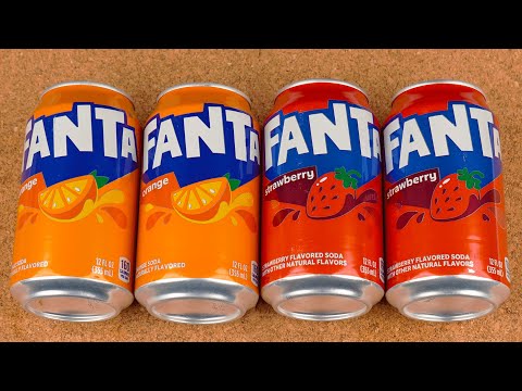 Satisfying video ASMR unboxing FANTA ORANGE, FANTA STRAWBERRY, Opening soda cans