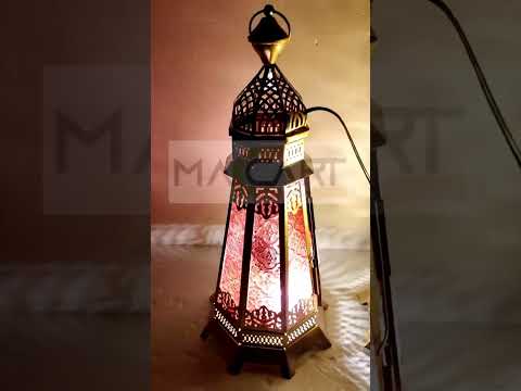 Yellow color glass taper vintage design moroccan  lantern fl...