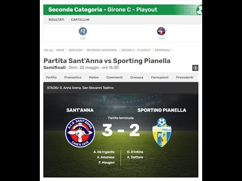 SANT'ANNA - SPORTING PIANELLA Abruzzo seconda categoria girone C semifinale playout