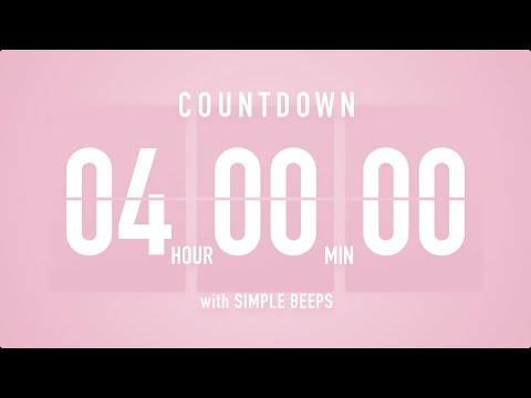 4 Hour Countdown Timer 🌸 Flip Clock with Simple Beeps 🔔