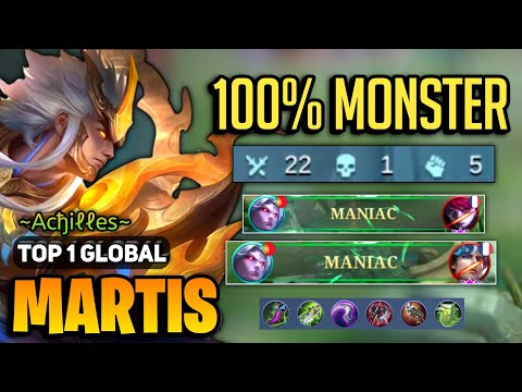 2X MANIAC + 22 KILL! Martis One Shot Build [ Top 1 Global Martis Best Build ] ~Acђiℓℓes~ -  MLBB