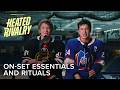 The Cast Reveal Their On Set Essentials Heated Rivalry