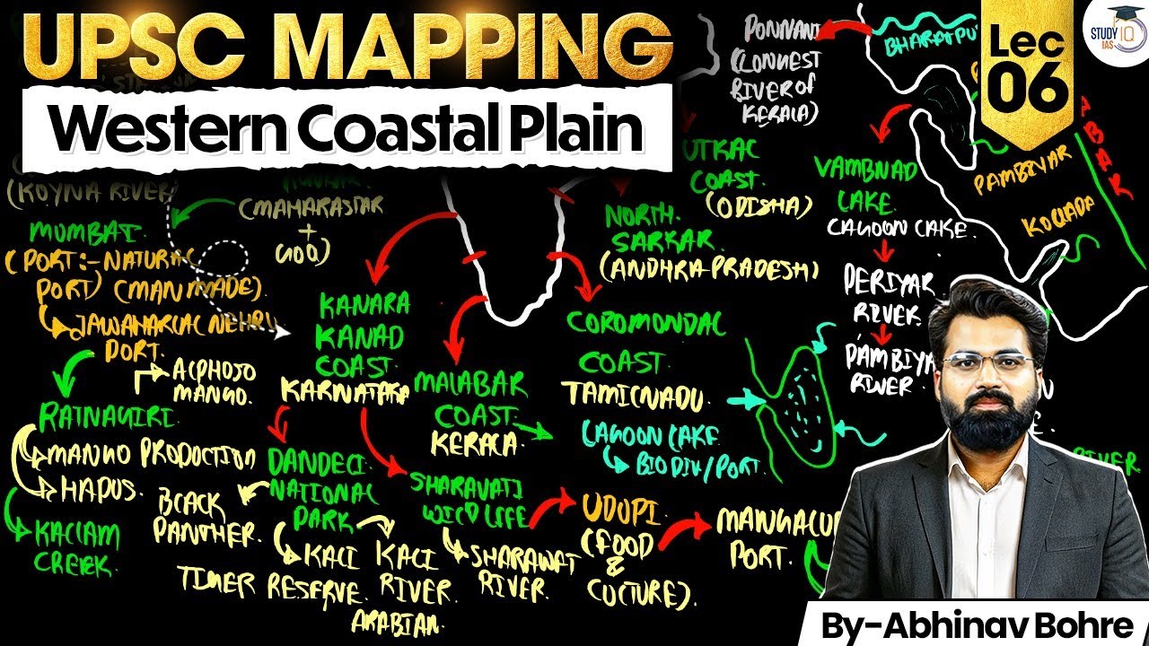 UPSC Geography Mapping Series 2026–27 | Western Coastal Plain | Lec 06 | StudyIQ IAS