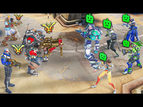 TOP 500s vs 5 CHEATER AIs - Who wins?! (Overwatch 2)