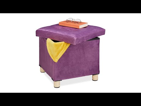 Samthocker mit Tablett Hellbraun - Violett